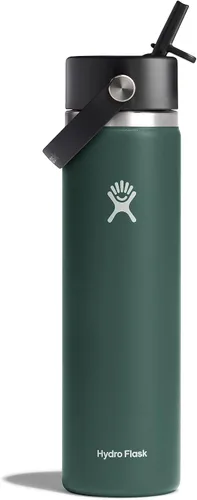 Vista 24 de Hydro Flask de boca ancha con tapa Flex de pajita de 24 onzas Agave