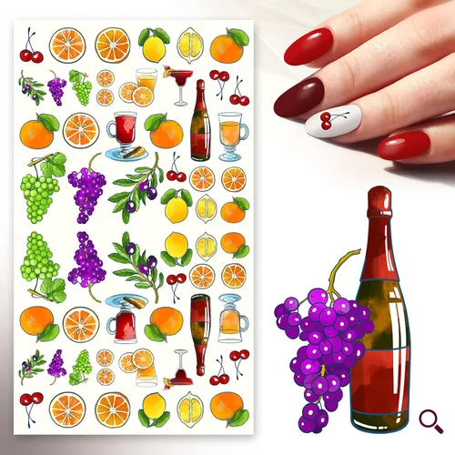 Vista 6 de Calcomanías de uñas (5 hojas) FLONZNAIL Sweet Night Coctail Dinner Decoración de uñas