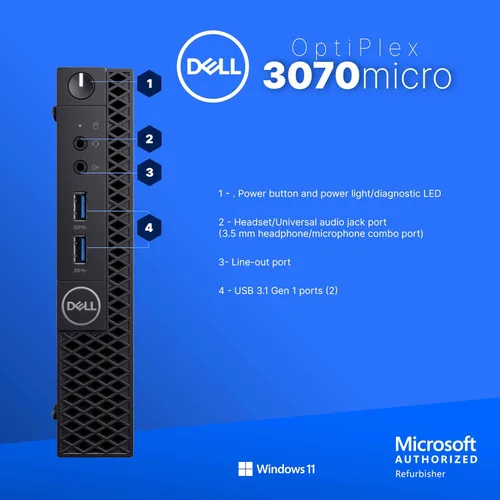 Vista 2 de Dell Optiplex 3070 Micro PC Windows 11 Pro Intel i5-9500 8 GB RAM + 250 GB SSD 5G WiFi + BT Mini computadora de escritorio (renovada)