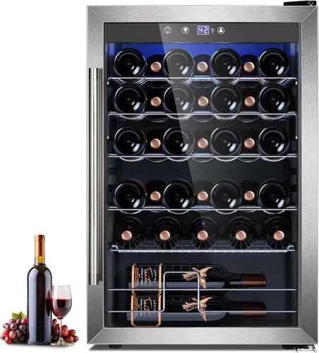 Vista 10 de Electactic Nevera de Vino Independiente de Encimera 12 Botellas, 50 Latas Bodega de Vino Enfriador de Bebidas para Refrescos, Cerveza Enlatada