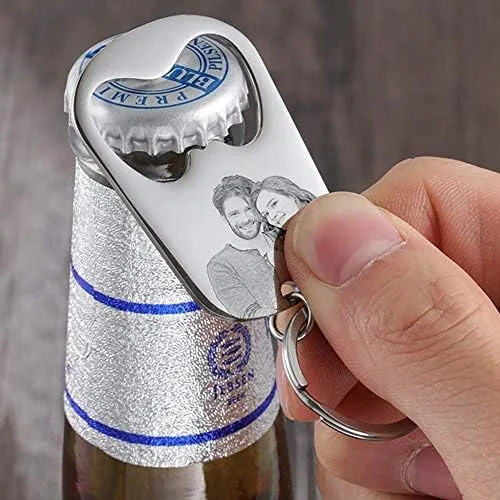 Vista 3 de Llavero personalizado de plata con abrebotellas personalizado para hombre, papá, abuelo, llaveros, texto grabado, abrecerveza, regalo para él
