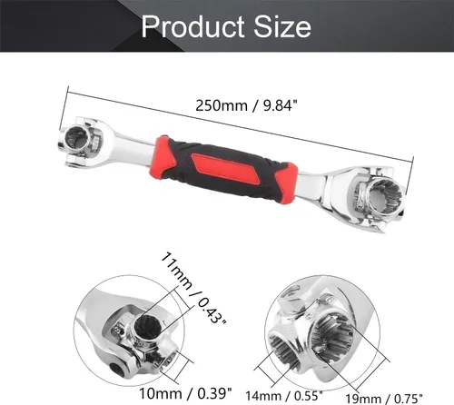 Vista 2 de Utoolmart Llave de vaso universal, herramienta multifunción con cabezal giratorio de 360 grados, herramienta de llave de 8 a 0.748 in