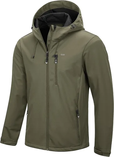 Vista 10 de 33,000ft - Chaqueta de softshell para hombre con capucha, impermeable, rompevientos, ligera, para lluvia, exterior, senderismo, viaje
