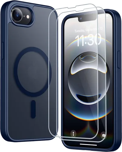 Vista 159 de SPIDERCASE Funda magnética translúcida diseñada para iPhone 11, con 2 protectores de pantalla de vidrio templado, antihuellas, para iPhone 11 de 6.1