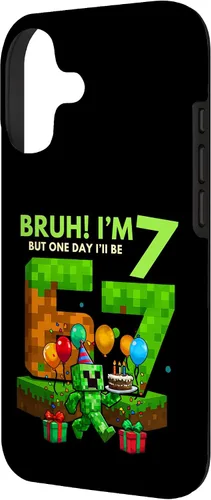 Vista 2 de Bruh I'm 7 But One-Day I'll Be 67 Retro 7th Birthday Kids Case for iPhone 17