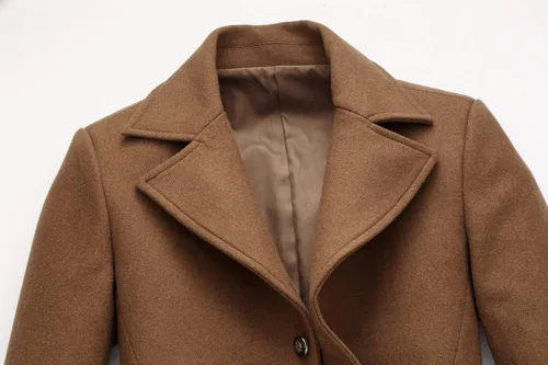 Vista 4 de chouyatou - Abrigo clásico cruzado de mezcla de lana, cuello con solapa de muesca, para hombre