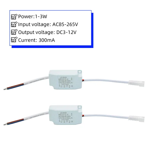 Vista 3 de Controlador LED de 1-3W, corriente constante 300mA CA 85-265V Salida 6-12V SM conector macho fuente de alimentación externa transformador