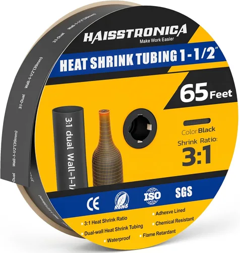 Vista 50 de haisstronica Tubo termorretráctil 3:1, relación de encogimiento, tubo termorretráctil de grado marino forrado con adhesivo para el hogar, automoción