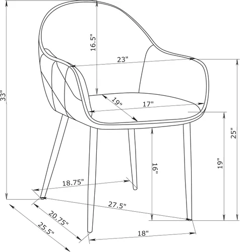 Vista 3 de Coaster Home Furnishings - Emma - Juego de 2 sillones de tela - Patrón de diamantes, asiento tapizado, brazos inclinados - Modernas - Comedor