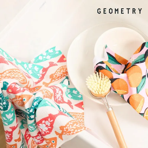 Vista 8 de GEOMETRY Paños de Cocina - Paños de Cocina de Secado Rápido para Cocina - Trapos de Cocina Premium con Geoweave - Juego de 3 Piezas Night Reeds
