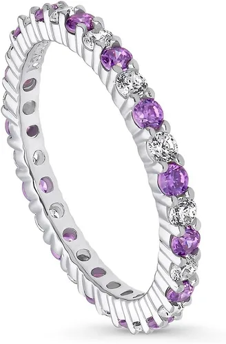 Vista 18 de BERRICLE Sterling Silver Rings Stackable Eternity Band Ring for Women, Round Cubic Zirconia CZ - Amethyst-Purple, Emerald-Green, Garnet-Red