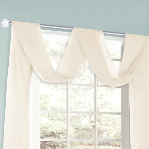 Vista 2 de HUTO Cenefa de gasa suave para ventana, color beige, para habitación de niñas, toldo de cama, 1 panel de 52 x 144 pulgadas de largo