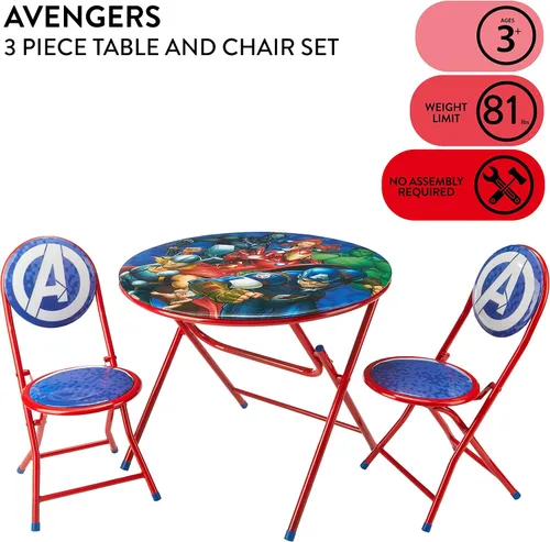Vista 2 de Marvel Avengers - Juego de mesa y silla redonda plegable de 3 piezas, a partir de 3 años