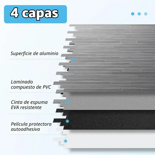 Vista 8 de Art3d Paquete de 10 azulejos metálicos para salpicaduras de despegar y pegar, color plateado paralelo Plata Paralela