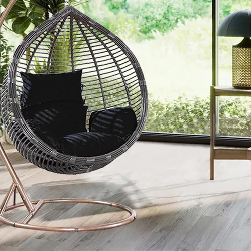 Vista 7 de ZTGL Cojines para silla de huevo, cojín para silla de huevo, cojín grueso para interiores y exteriores, para patio, jardín, color negro