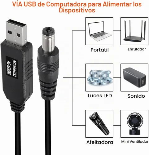 Vista 5 de AITRIP Cable de alimentación USB a CC de 5 V a 12 V, 8 conectores de enchufe intercambiables adaptadores para enrutador, mini ventilador y altavoz