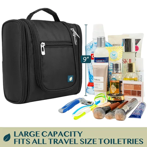 Vista 3 de PAVILIA - Bolsa de aseo para viaje para mujeres y hombres, organizador cosmético colgante, bolsa de maquillaje resistente al agua para accesorios