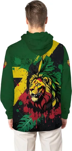 Vista 4 de BJU Sudadera con capucha de la bandera nacional con cordón y estampado 3D de manga larga, unisex