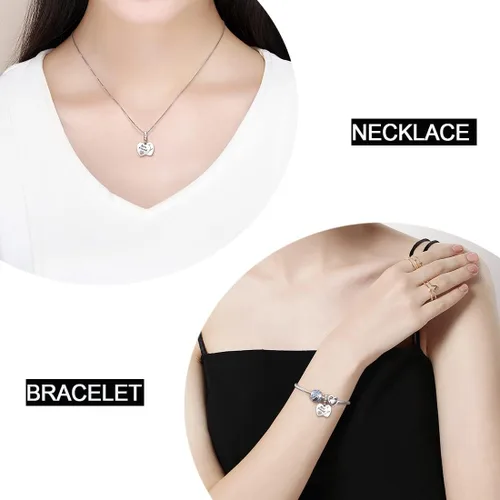 Vista 6 de JIAYIQI Dijes de Madre Hermana Hija Esposa que se Ajustan a Pulseras de Dijes y Collares con Dijes de Doble Corazón de Amor Cuentas de Plata de Ley