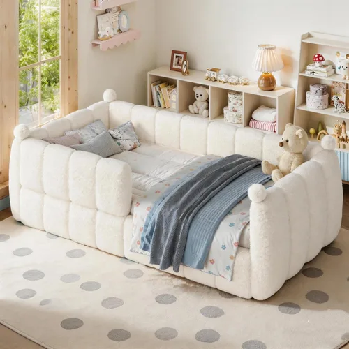 Vista 10 de Cama Montessori de tamaño matrimonial para niños con barandilla Natural