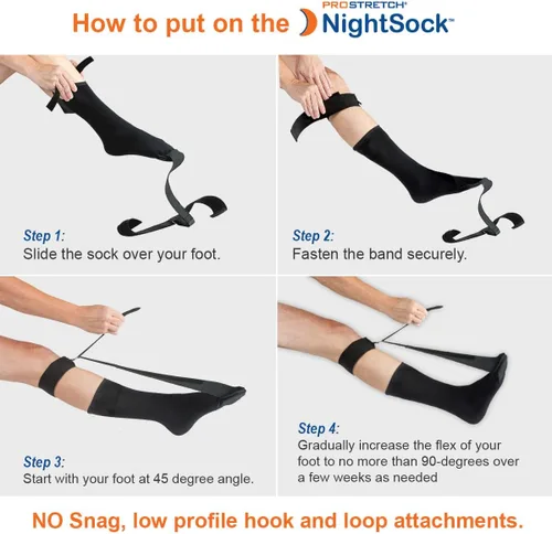 Vista 7 de ProStretch NightSock - Alivio nocturno para fascitis plantar y tendinitis de Aquiles, alternativa a la férula nocturna con soporte exclusivo