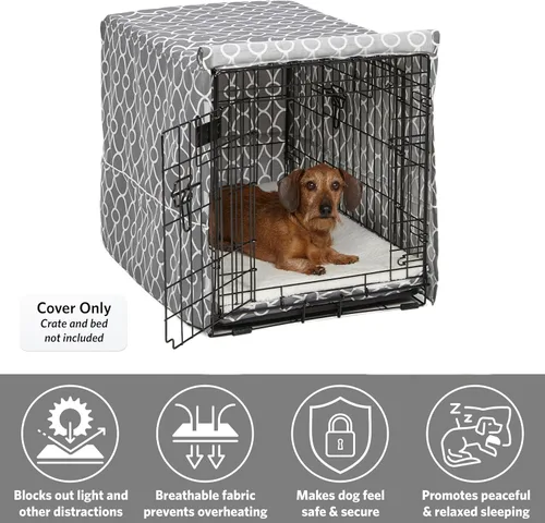 Vista 28 de MidWest Homes for Pets Funda para jaula para perros pequeños con protector de tela Teflon, funda de privacidad de poli-algodón para perrera que se