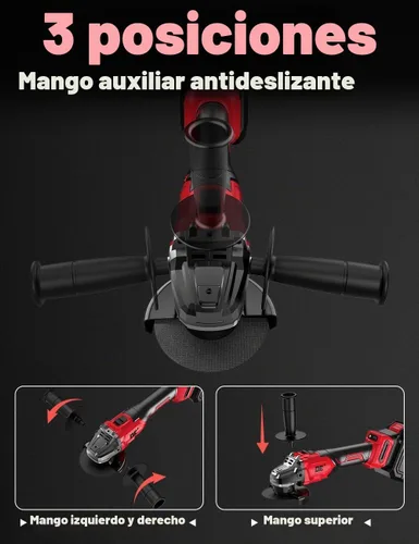 Vista 4 de Amoladora angular sin escobillas para batería Milwaukee M18, amoladora angular pequeña inalámbrica de 4 – 1/2 pulgadas con mango auxiliar, 10 lijas