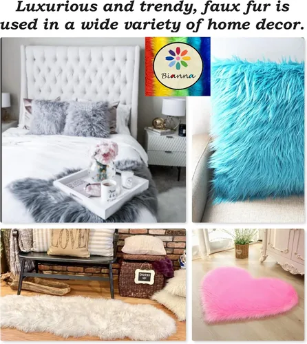 Vista 6 de Bianna Creations Cuadrados de tela de piel lanuda sintética, ultra suave de lujo para manualidades, costura, accesorios, disfraces y decoración