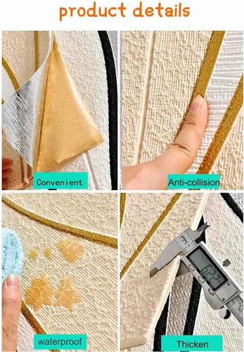 Vista 3 de 10 paneles de pared 3D para despegar y pegar, grueso diseño estéreo 3D anticolisión, autoadhesivo, impermeable, paneles de ladrillo sintético