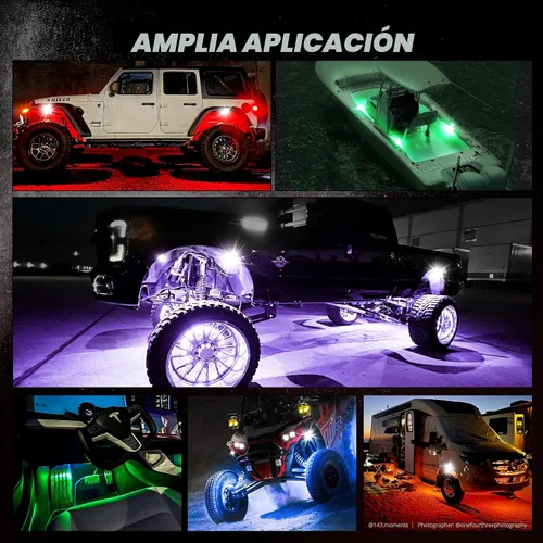 Vista 8 de OPT7 Photon 8-Pod RGB LED Luces de roca de aluminio