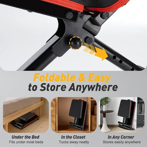 Vista 4 de Banco de pesas ajustable para gimnasio en casa, equipo de entrenamiento plegable para entrenamiento de fuerza de cuerpo completo, banco