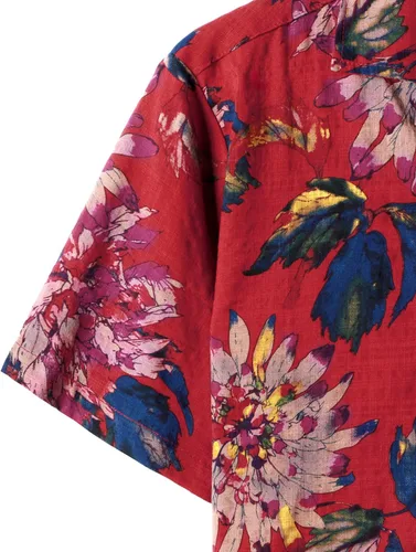Vista 6 de JOGAL Camisas hawaianas florales de ajuste regular para hombre