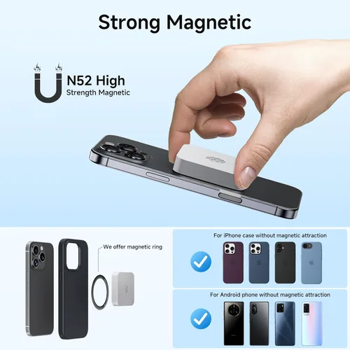 Vista 2 de fanxiang SSD portátil magnético de 2 TB, SSD externo con USB 3.2 Gen 1 tipo C y anillo magnético, almacenamiento compacto para iPhone 16/15