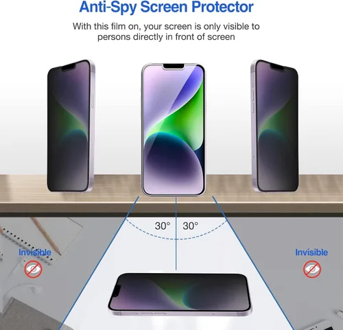 Vista 4 de ProCase Paquete de 2 protectores de pantalla de privacidad para iPhone 14 Plus iPhone 13 Pro Max, protector de pantalla de vidrio templado oscuro 9H