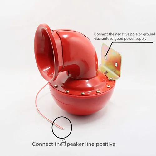 Vista 4 de Bocina de toro eléctrica – Altavoz de 150 db, rojo, metal, súper fuerte para vehículos, camiones, automóviles y más de 12 V