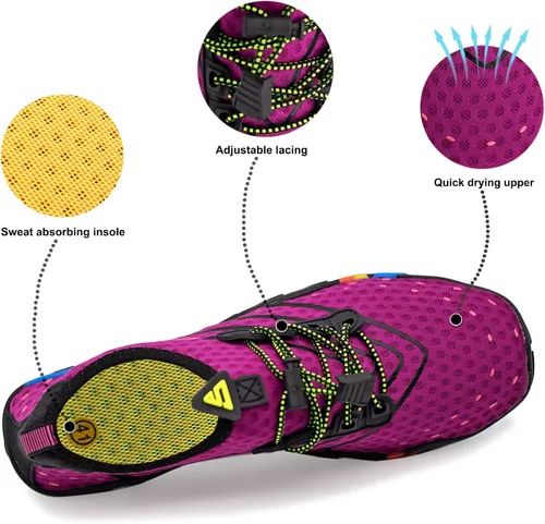 Vista 3 de Teemie Zapatos de agua para hombres y mujeres, secado rápido, calcetines acuáticos para exteriores, zapatos deportivos