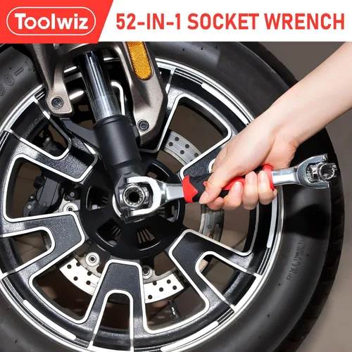 Vista 2 de Toolwiz Llave universal 52 en 1 ajustable multifuncional con cabeza giratoria de 360 grados, para quitar tornillos, tuercas, sujetadores