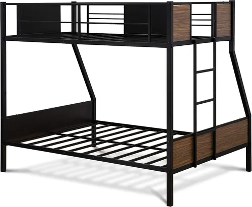 Vista 8 de East West Furniture JAFTBLK Jackson - Litera de tamaño matrimonial, dos camas divididas, una escalera con dos escalones y barandillas de protección