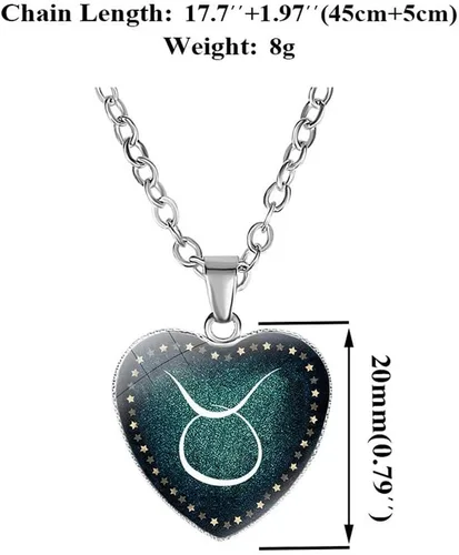 Vista 6 de Collar con dije de corazón del zodiaco para mujeres y hombres, piedras preciosas del tiempo 12, collar de constelación del zodiaco, regalo