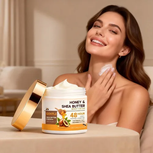 Vista 3 de LANGSTON Crema corporal Honey & Shea Butter con vitamina E, hidratación duradera de 48 horas, fórmula ligera de absorción rápida, 4.23 onzas