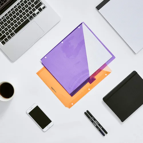 Vista 5 de Amazon Basics Separadores de pestañas para carpeta de 3 anillos, dos bolsillos, tamaño carta, colores surtidos, 5