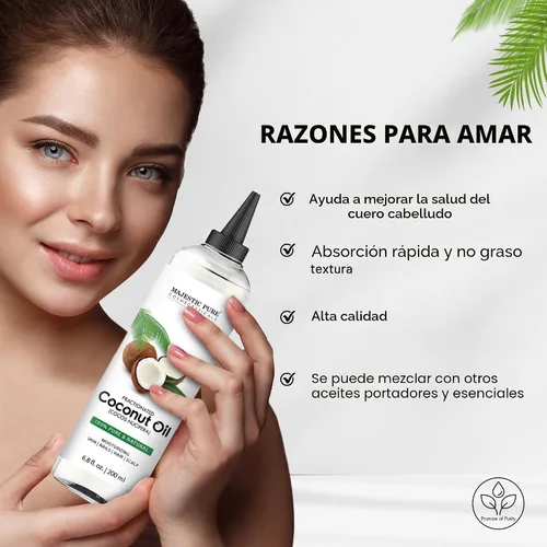 Vista 5 de Majestic Pure Aceite de coco fraccionado, aceite de masaje relajante, aceite portador líquido para diluir aceites esenciales, aceite hidratante