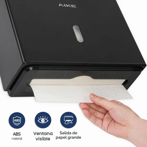 Vista 3 de AIKE Dispensador de toallas de papel multipliegue de 200 hojas Negro