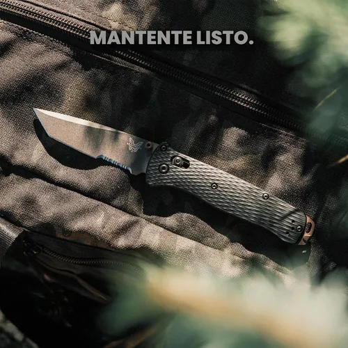 Vista 6 de Benchmade - Cuchillo táctico de rescate Bailout, cuchillo EDC, filo serrano, hoja tanto con mango de aluminio negro (537SGY-03)