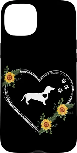 Vista 9 de Dachshund Heartbeat With Paw Prints On Black Case for iPhone 16