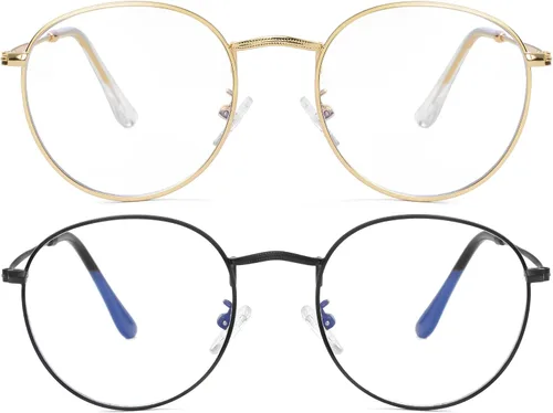 Vista 14 de Kursan Gafas clásicas redondas de metal transparente para mujeres y hombres, lentes sin receta