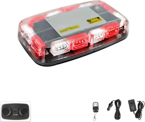 Vista 8 de Luz estroboscópica magnética de 48 LED, control remoto inalámbrico recargable, 17 modos de luz de baliza de techo, luces de seguridad