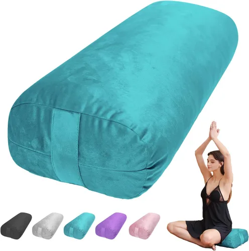 Vista 9 de Yoga Bolster Pillow for Restorative & Yin Yoga - Meditation Pillow with Velvet Cover - Rectangular