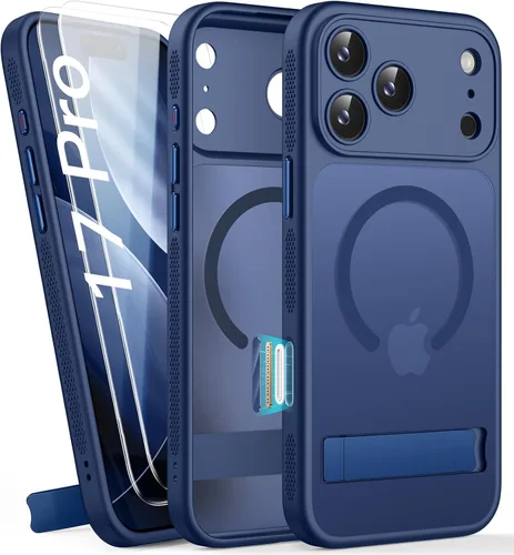 Vista 11 de BXYJY Funda magnética para iPhone Air con soporte, compatible con MagSafe, botón de control de cámara, protección completa de la lente, caída