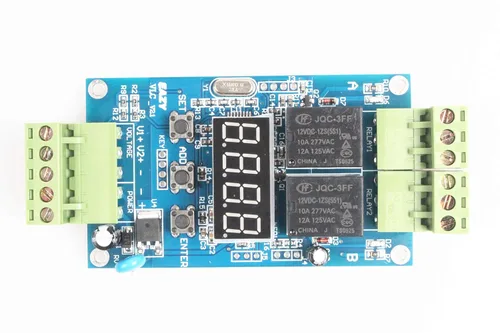 Vista 6 de NOYITO Módulo de relé de tiempo programable de 2 canales Relés duales activados a su vez o individualmente Placa de control de detección de voltaje